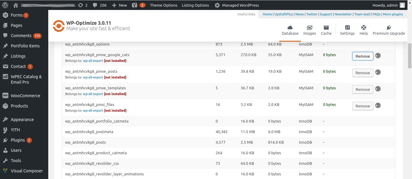 Bloated Database Cleaning